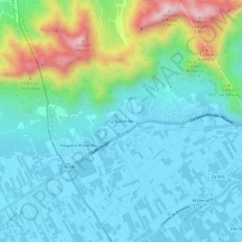 La Aparecida地形图、海拔、地势