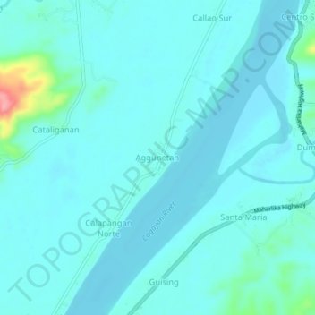 Aggunetan地形图、海拔、地势