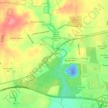 Elk Mills地形图、海拔、地势