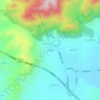 石佛村地形图、海拔、地势