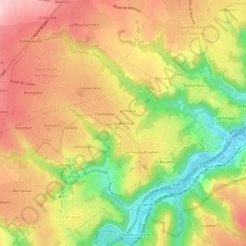 Le Mincieux地形图、海拔、地势