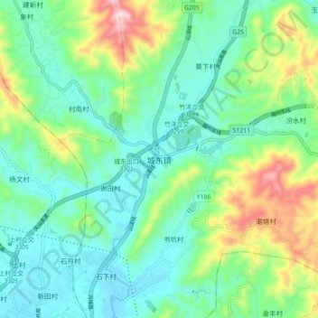 城东镇地形图、海拔、地势