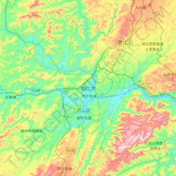 铜仁市地形图、海拔、地势