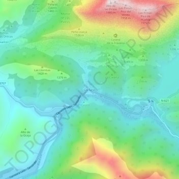 Las Salas地形图、海拔、地势