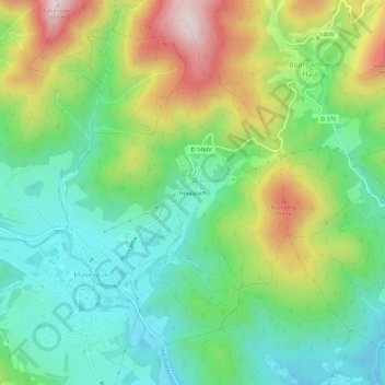 Houppach地形图、海拔、地势