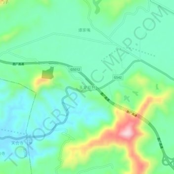 玉皇观村地形图、海拔、地势