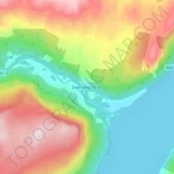Invermoriston地形图、海拔、地势
