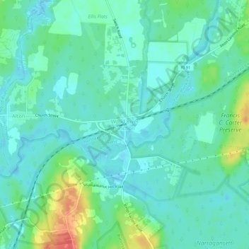 Wood River Junction地形图、海拔、地势