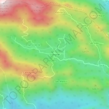 Soledade地形图、海拔、地势