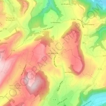 Les Égarrières地形图、海拔、地势
