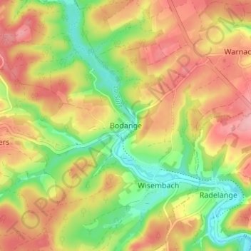 Bodange地形图、海拔、地势