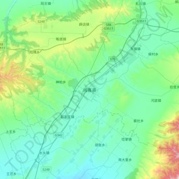 闻喜县地形图、海拔、地势