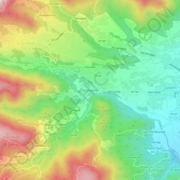Pontepietra地形图、海拔、地势