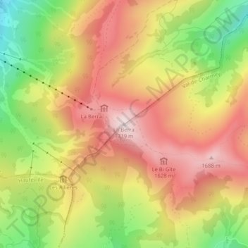 La Berra地形图、海拔、地势