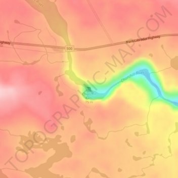 Churchill Falls地形图、海拔、地势