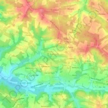 Baillargué地形图、海拔、地势