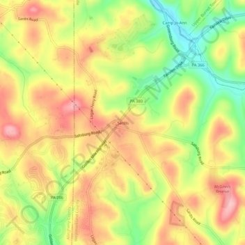 Sardis地形图、海拔、地势