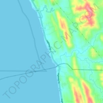 Rabon地形图、海拔、地势