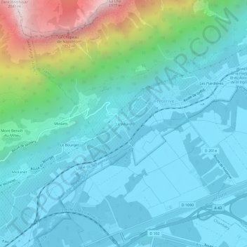 Le Villard地形图、海拔、地势