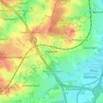 Fleestedt地形图、海拔、地势