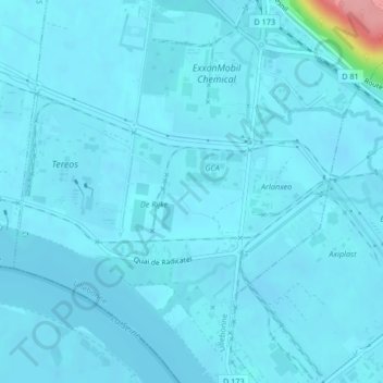 Les Herbages地形图、海拔、地势