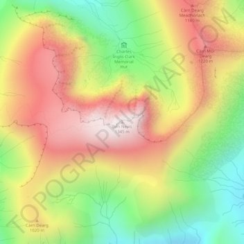 本尼维斯山地形图、海拔、地势