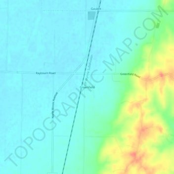 Greenfield地形图、海拔、地势