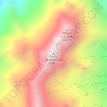 Punta Desconocida地形图、海拔、地势