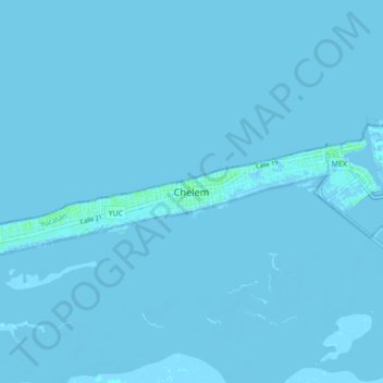 Chelem地形图、海拔、地势