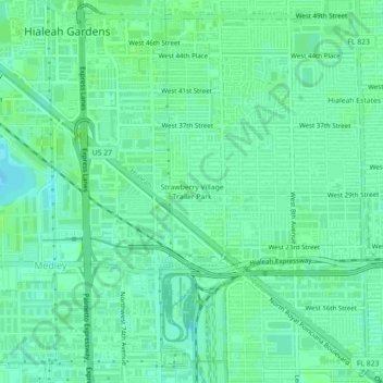 Strawberry Village Trailer Park地形图、海拔、地势