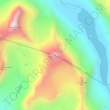 Kvitskardtinden地形图、海拔、地势