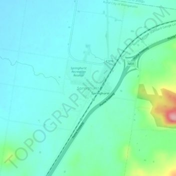 Springhurst地形图、海拔、地势