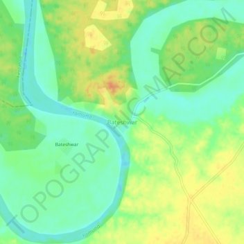 Bateshwar地形图、海拔、地势