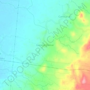General Malvar地形图、海拔、地势