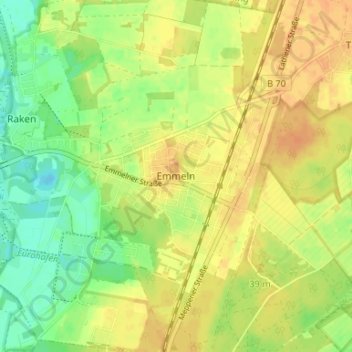 Emmeln地形图、海拔、地势