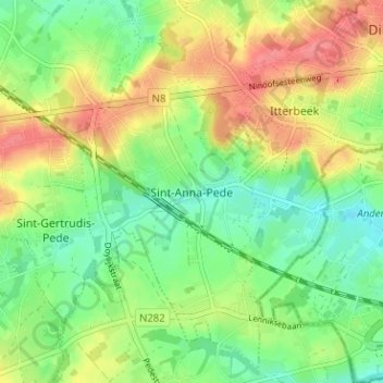 Sint-Anna-Pede地形图、海拔、地势