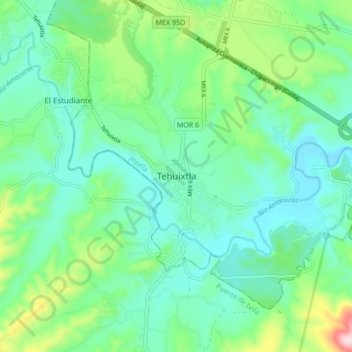 Tehuixtla地形图、海拔、地势