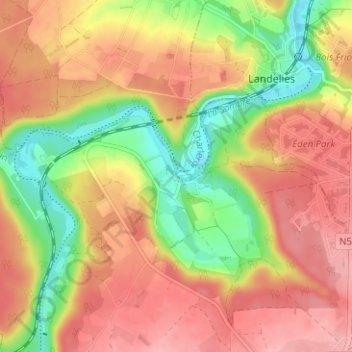 Aulne地形图、海拔、地势