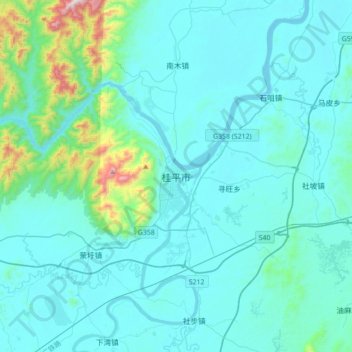 桂平市地形图、海拔、地势