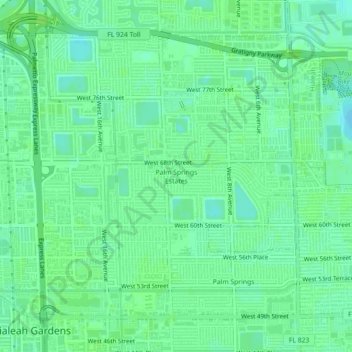 Palm Springs Estates地形图、海拔、地势