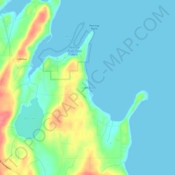 Lake Bay地形图、海拔、地势