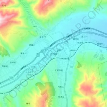 洛门镇地形图、海拔、地势