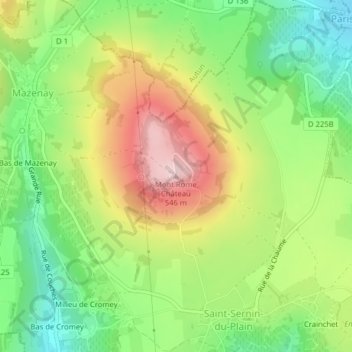 Mont Rome Château地形图、海拔、地势
