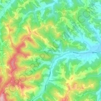Kranach地形图、海拔、地势