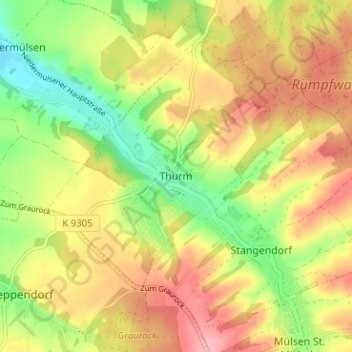 Thurm地形图、海拔、地势