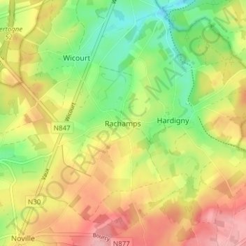 Rachamps地形图、海拔、地势