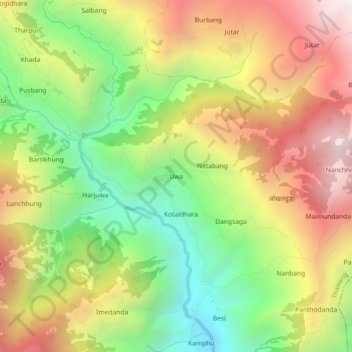 Uwa地形图、海拔、地势