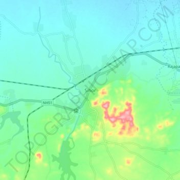 Sihor地形图、海拔、地势
