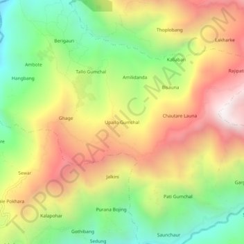 Upallo Gumchal地形图、海拔、地势