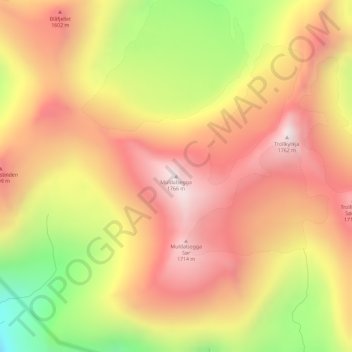 Muldalsegga地形图、海拔、地势